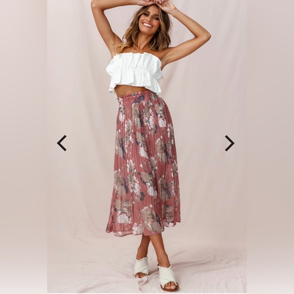 EUC Selfie Leslie Caroline Accordion Pleat Midi Skirt Rose - size XS - Picture 5 of 8